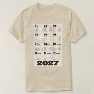 T-shirt 2027 – Calendrier Minimaliste