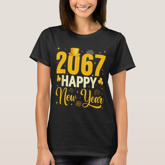 T-shirt 2067 Happy New Year Retro Funny 67 Six Seven Meme (Devant)