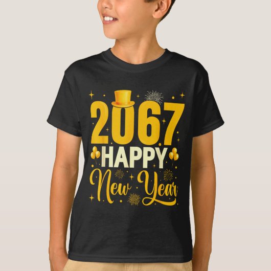 T-shirt 2067 Happy New Year Retro Funny 67 Six Seven Meme  (Devant)
