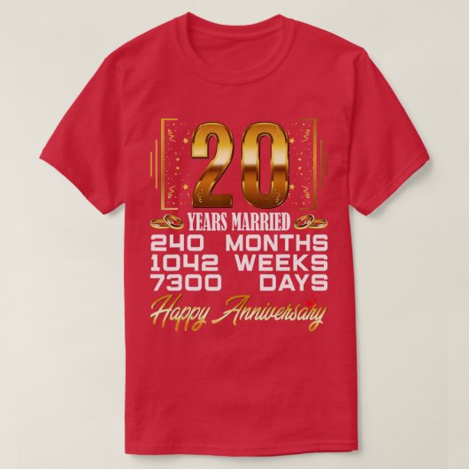 T-shirt 20 ans mariés Funny 20e anniversaire de Mariage (Design devant)