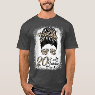 T-shirt 20 ans Old Fabulous Messy Bun Leopard 20th Birth