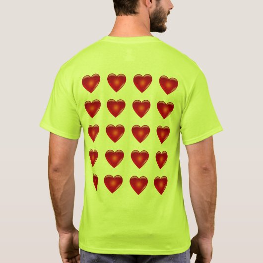 T-shirt 20 Coeurs sur la sécurité Vert jaune (Dos)