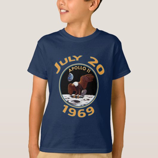 T-shirt 20 juillet 1969 mission d'Apollo 11 à la lune (Devant)