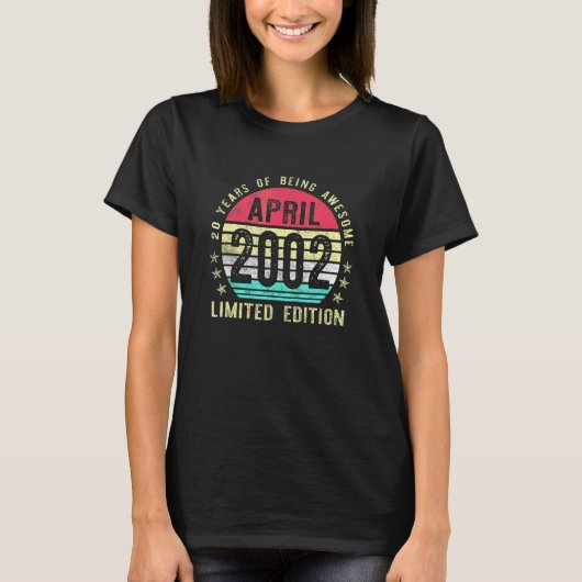 T-shirt 20 Year Old April 2002 20th Birthday (Devant)