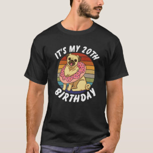 T-shirt 20 Years Old Funny Pug And Donut Retro Vintage 20T