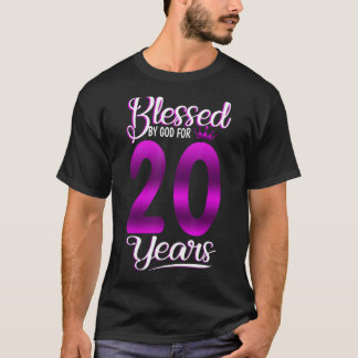 T-shirt 20e anniversaire béni par Dieu pour 20 ans vieux C