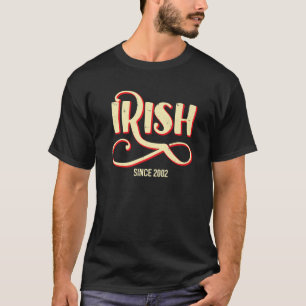 T-shirt 20E Anniversaire Fier Irlandais Depuis 2002 Tee -