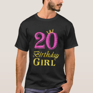 T-shirt 20E Anniversaire Fille Princesse 20 Ans 20E Oiseau