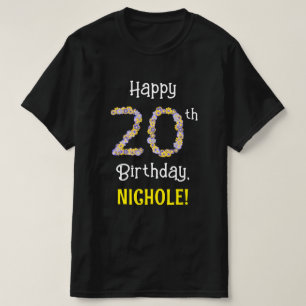 T-shirt 20e anniversaire : Fleurs florales Numéro "20" + N