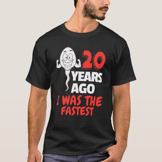 T-shirt 20e Anniversaire Gag Sperm. 20 Ans D'Amusant Amusa (Devant)