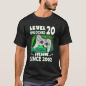 T-shirt 20e Anniversaire Niveau 20 déverrouillé stupéfiant (Devant)