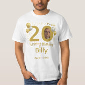 T-shirt 20e anniversaire photo nom personnalisé (Devant)