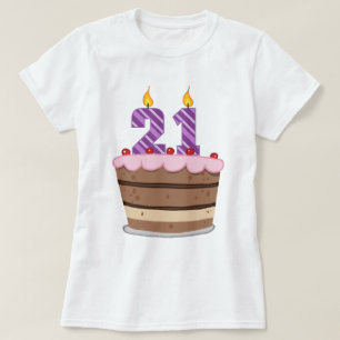 T-shirt 21 ans sur le gâteau d'anniversaire