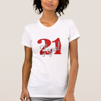T-shirt 21 et juridique | Parties scintillant Red Faux 21e