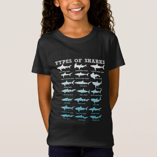 T-Shirt 21 types de requins biologie marine (Devant)