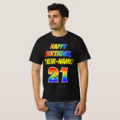 T-shirt 21e anniversaire — Bold, Fun, Rainbow 21, Nom pers (Devant entier)