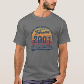 T-shirt 21E Anniversaire Né Février 2001 Absolument Awesom