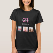 T-shirt 21e anniversaire sur mesure photo rose monogramme  (Devant)