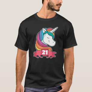 T-shirt 21ème Anniversaire Pour Filles Thème Unicorn Girl