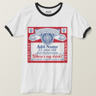 T-shirt 21st Birthday Ajouter Nom boissons