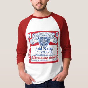 T-shirt 21st Birthday Ajouter Nom boissons