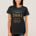 T-shirt 21st Birthday Born 2002 Ajouter Nom<br><div class="desc">Anniversaire personnalisé ajoutez votre nom et votre T-shirt année. Modifiez le nom et l'année avec le modèle fourni. Un magnifique T-shirt d'anniversaire sur mesure. Plus de cadeaux et de fournitures de fête disponibles avec le design "normes de fixation" dans le magasin.</div>