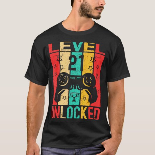 T-shirt 21st Birthday Level 21 Unlocked Gamer Funny Birthd (Devant)