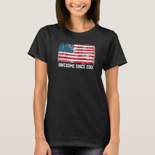 T-shirt 21st Birthday Vintage Usa Flag Awesome Since 2001