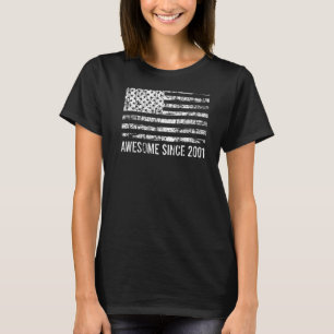 T-shirt 21st Birthday Vintage Usa Flag Awesome Since 2001