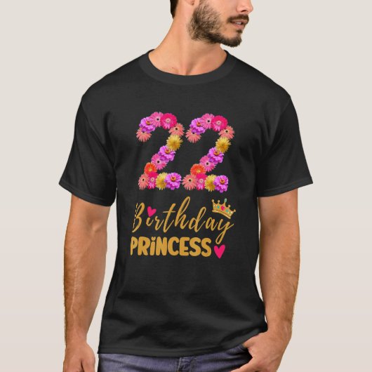 T-shirt 22 Anniversaire Princesse Flower Son 22e B (Devant)