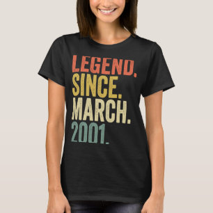 T-shirt 22 ans 22e anniversaire Légende depuis mars 2001
