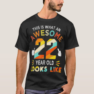 T-shirt 22e Anniversaire Cadeaux Pour 22 Ans Aspect Awesom
