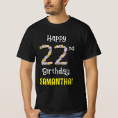 T-shirt 22e anniversaire : Fleurs florales Numéro "22" + N (Devant)