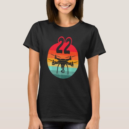 T-shirt 22e Anniversaire I Télécommande Rétro Drones Avec (Devant)