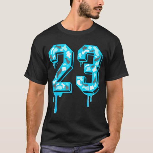 T-shirt 23 Drip Camo Gamma Blue Matching  (Devant)