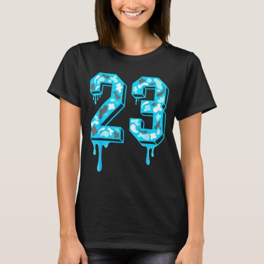 T-shirt 23 Drip Camo Gamma Blue Matching  (Devant)