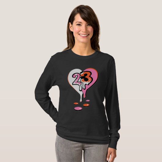 T-shirt 23 Drip Heart GS Pinksicle 5s Matching (Devant entier)