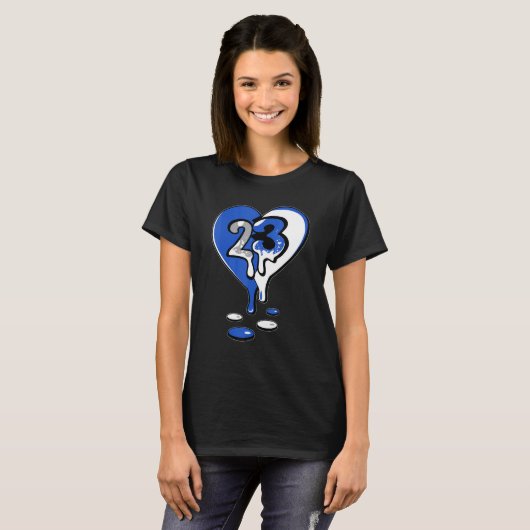 T-shirt 23 Drip Heart Retro Stealth 5s Matching (Devant entier)