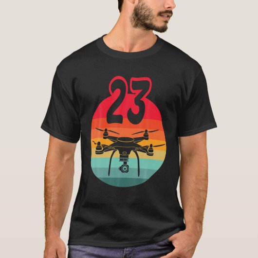 T-shirt 23E Anniversaire I Télécommande Rétro Drones Avec (Devant)