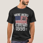 T-shirt 23E Cadeau Anniversaire Février 1999 Drapeau Améri (Devant)
