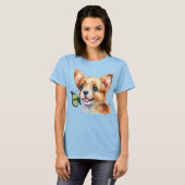 T-shirt 24072_A Chiot et Papillon vert (Devant entier)