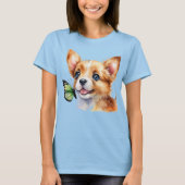 T-shirt 24072_A Chiot et Papillon vert (Devant)