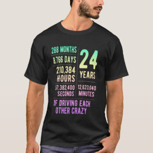 T-shirt 24 ans de mariage drôle 24e anniversaire de mariag