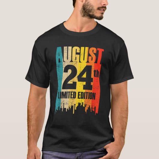 T-shirt 24 août Édition limitée Mois 8 24e jour Retro V (Devant)