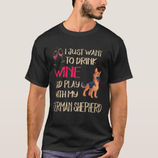 T-shirt 24 Je veux juste boire du vin et jouer avec mon al