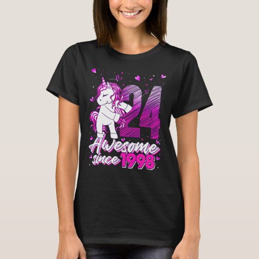 T-shirt 24 Years Old Unicorn Flossing 24th Birthday Unicor (Devant)