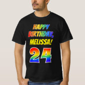 T-shirt 24e anniversaire — Bold, Fun, Rainbow 24, Nom pers (Devant)