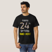 T-shirt 24e anniversaire : Fleurs florales Numéro "24" + N (Devant entier)