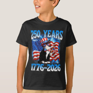 T-shirt 250 Ans 250e Anniversaire États-Unis Chat Drapeau