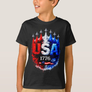 T-shirt 250 ans américain 1776 drapeau États-Unis avions d